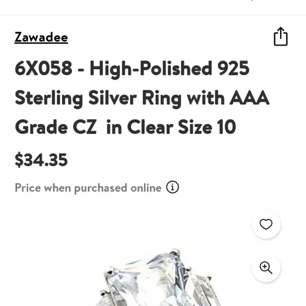 Womans  Sterling Silver 925  Square Highly Polished‎ C.Z.  Sz 5 New - Picture 9 of 10